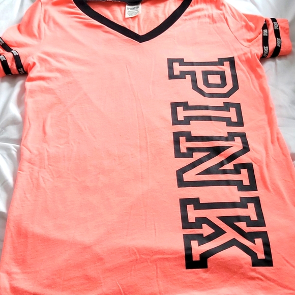 PINK Victoria's Secret Tops - Bright Peach / Pink PINK VS Tee